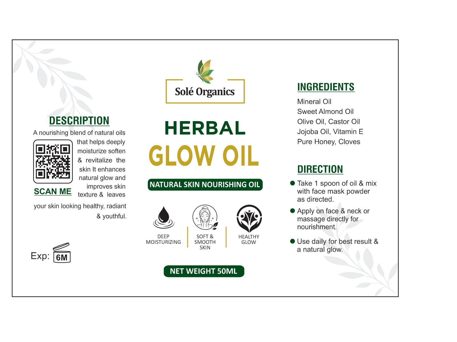 Sole Organics Herbal Glow Facial Kit | Herbal Face Mask & Glow Oil