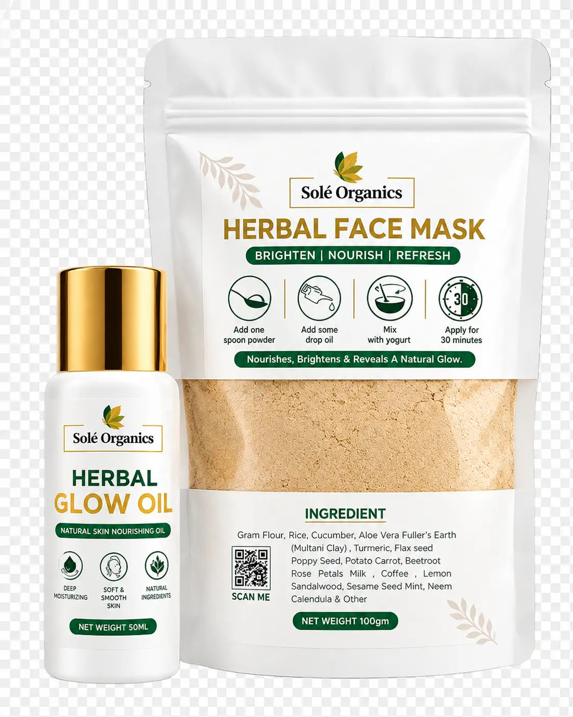 Herbal Face Mask & Glow Oil by Sole Organics
